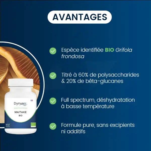 Dynveo Maitake Bio Concentré 20% Bêta Glucanes 500mg 60 Gélules