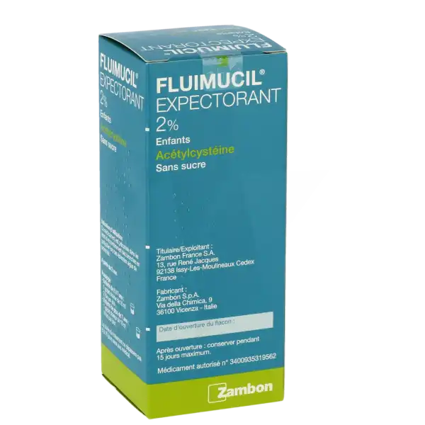 Fluimucil Acetylcysteine 2 % S Buv Expectorant Sans Sucre Enfant Fl/100ml+gob Dos