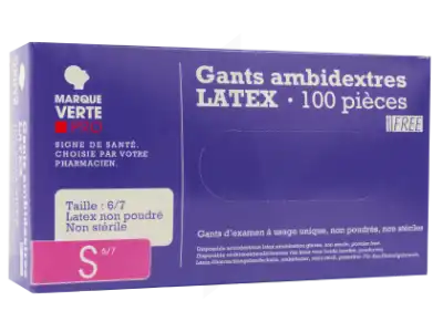 MARQUE VERTE Gant latex ambidextre médium B/100