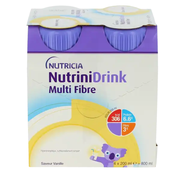 Nutrinidrink Multi Fibre Nutriment Vanille 4bouteilles/200ml