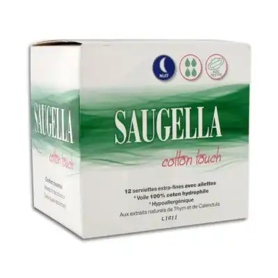 Saugella Cotton Touch Serviette Périodique Avec Ailettes Nuit B/12 à DIJON