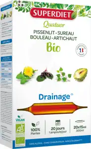 Superdiet Quatuor Bio Solution Buvable Drainage 20 Ampoules/15ml à SEYNE-SUR-MER (LA)