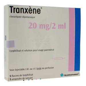 Tranxene 20 Mg/2 Ml, Lyophilisat Et Solution Pour Usage Parentéral