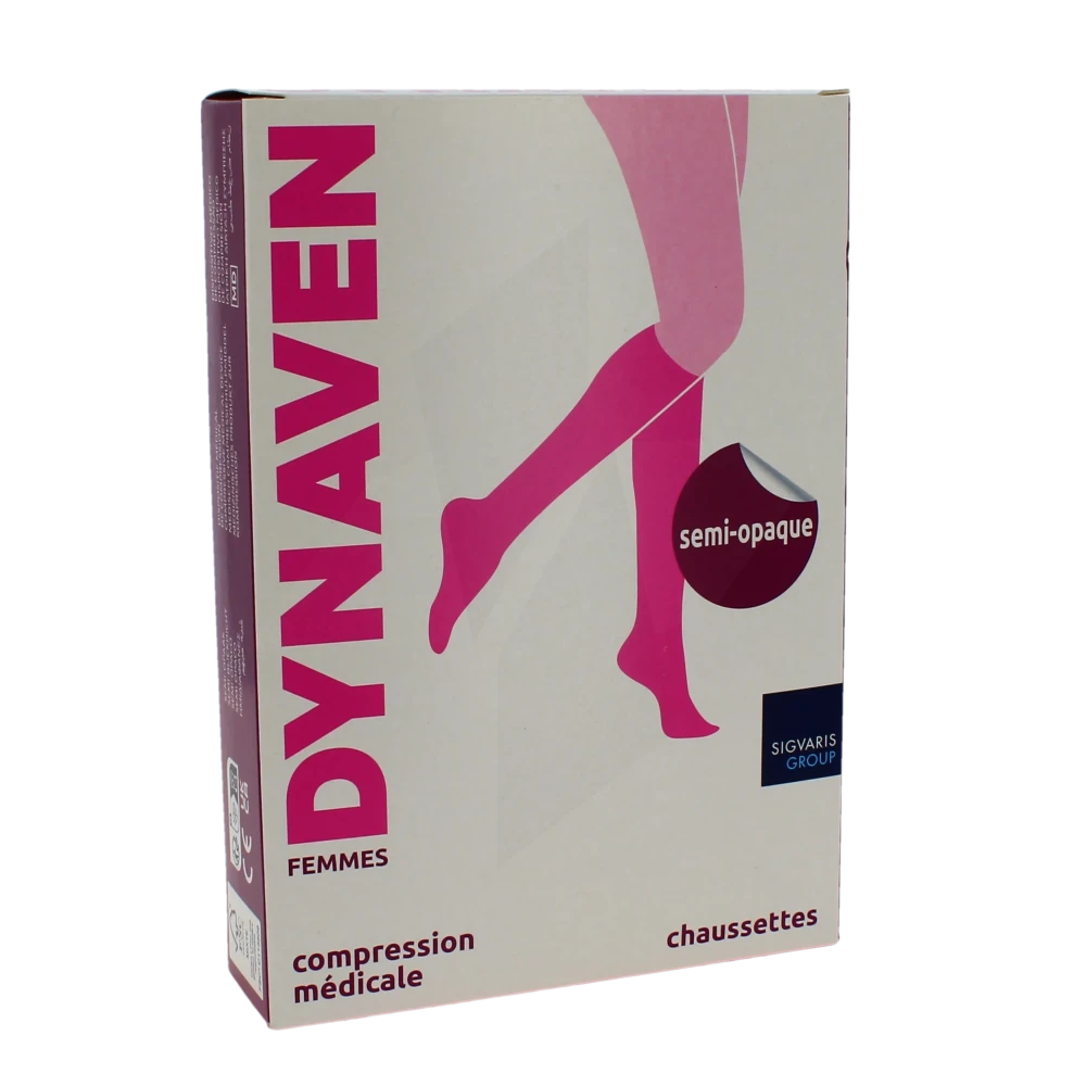 Sigvaris Dynaven Semi-opaque Chaussette Classe 2 Femme Noir Normal Xl+