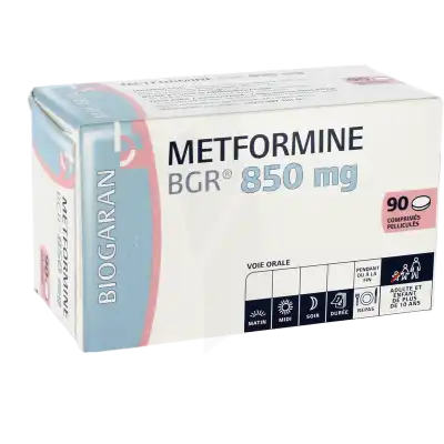 Metformine Bgr 850 Mg, Comprimé Pelliculé à CUERS
