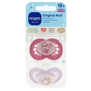 Mam Original Sucette Nuit Silicone +18mois B/2