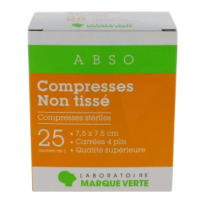 Marque Verte Abso Compresses Non-tissé 7,5x7,5