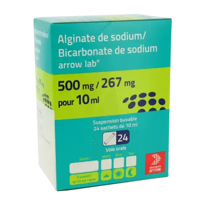 Alginate De Sodium/bicarbonate De Sodium Arrow Lab 500 Mg/267 Mg Pour 10 Ml, Suspension Buvable En Sachet à Saint-Etienne