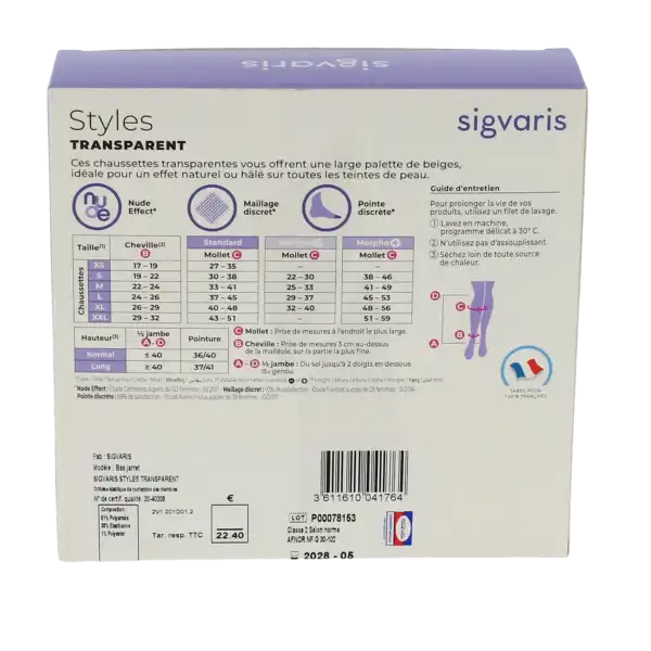 Sigvaris Styles Transparent Chaussettes  Femme Classe 2 Beige 140 Medium Normal