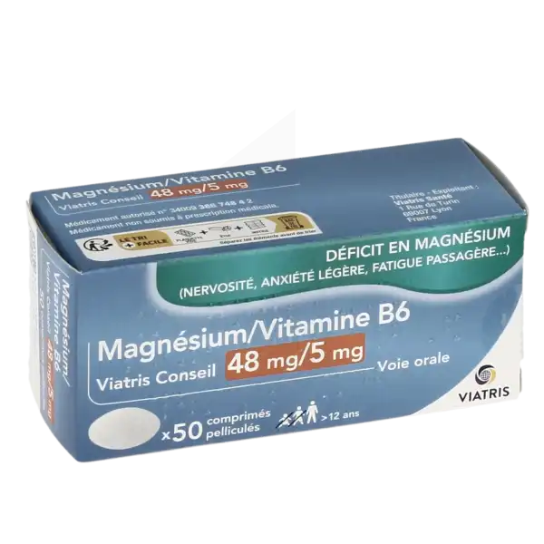 Magnesium/vitamine B6 Viatris Conseil 48 Mg/5 Mg, Comprimé Pelliculé