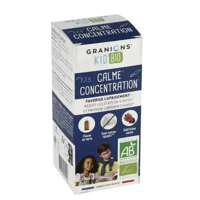 Granions Kid Bio Calme Concentration Solution Buvable Fl/125ml à LA-RIVIERE-DE-CORPS