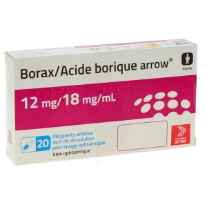 Borax / Acide Borique Arrow 12 Mg/18 Mg/ml, Solution Pour Lavage Ophtalmique En Récipient Unidose