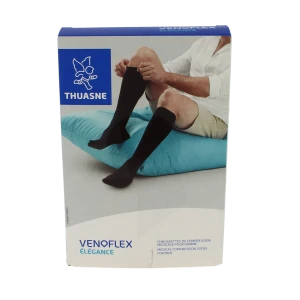 Venoflex Elegance 2 Chaussette Maille Côtelée Homme Noir Taille 3n-