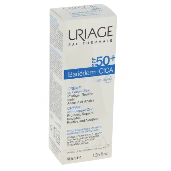 Uriage Bariéderm Cica-crème Spf50+ Au Cuivre-zinc T/40ml