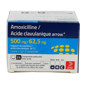 Amoxicilline/acide Clavulanique Arrow 500 Mg/62,5 Mg Adultes, Comprimé Pelliculé (rapport Amoxicilline/acide Clavulanique : 8/1)