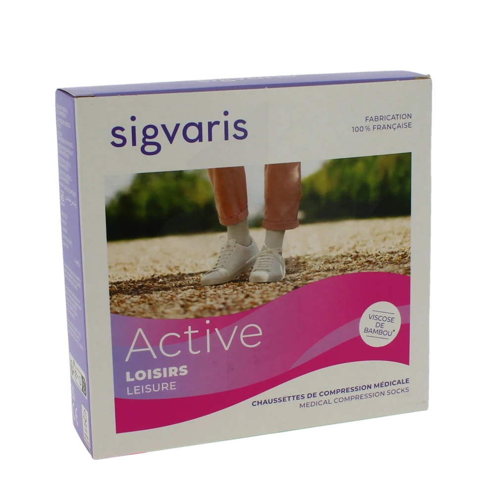 Sigvaris Active Loisirs Chaussette Classe 2 Femme Rose Pêche Normal M