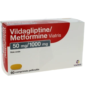Vildagliptine/metformine Viatris 50 Mg/1000 Mg Comprimé Pelliculé
