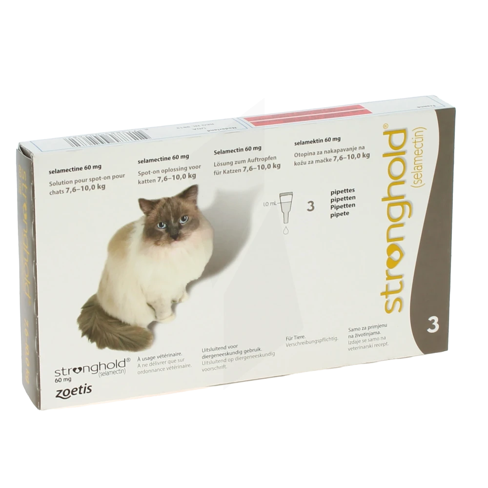 Stronghold 60 Mg Solution Externe Spot-on Chat 3pipettes/0,50ml