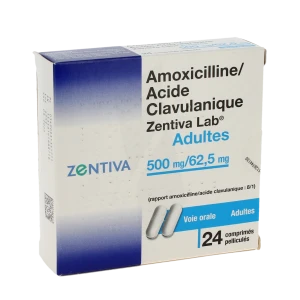 Amoxicilline/acide Clavulanique Zentiva Lab 500 Mg/62,50 Mg Adultes, Comprimé Pelliculé (rapport Amoxicilline/acide Clavulanique : 8/1)