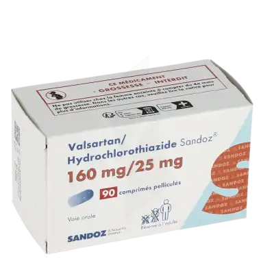 Valsartan/hydrochlorothiazide Sandoz 160 Mg/25 Mg, Comprimé Pelliculé à Bordeaux