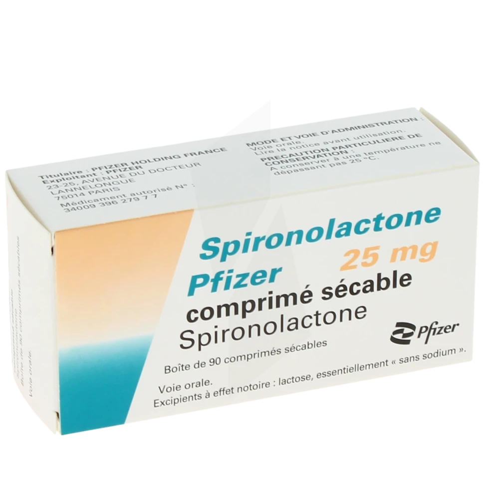 Spironolactone Pfizer 25 Mg, Comprimé Sécable