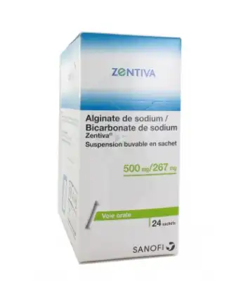 Alginate De Sodium/bicarbonate De Sodium Zentiva 500 Mg/267 Mg, Suspension Buvable En Sachet à Vétraz-Monthoux