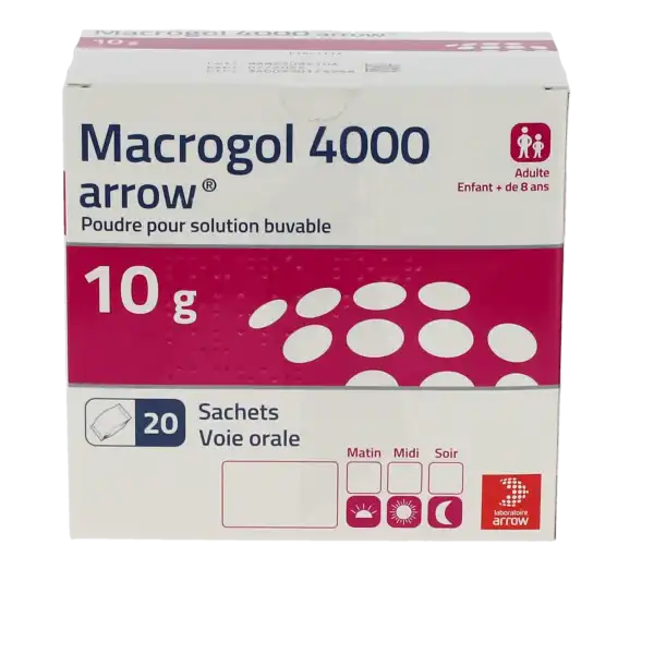 Macrogol 4000 Arrow 10 G, Poudre Pour Solution Buvable En Sachet