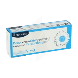 Desogestrel/ethinylestradiol Biogaran 150 Microgrammes/20 Microgrammes, Comprimé Enrobé
