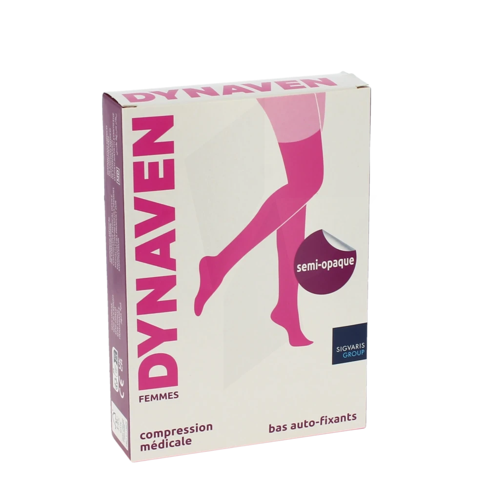 Sigvaris Dynaven Semi-opaque Bas Auto-fixants Classe 3 Femme Noir Normal L