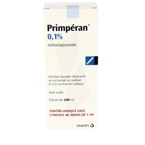 Primperan 0,1 %, Solution Buvable édulcorée Au Cyclamate De Sodium Et à La Saccharine Sodique