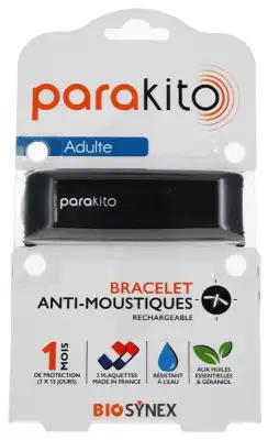 Parakito Color Bracelet Rechargeable Anti-moustique Adulte Noir B/2
