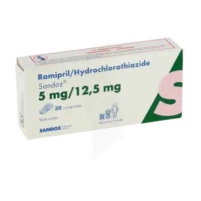 Ramipril/hydrochlorothiazide Sandoz 5 Mg/12,5 Mg, Comprimé à Bordeaux