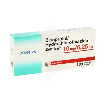 Bisoprolol/hydrochlorothiazide Zentiva 10 Mg/6,25 Mg, Comprimé Pelliculé à PEYNIER