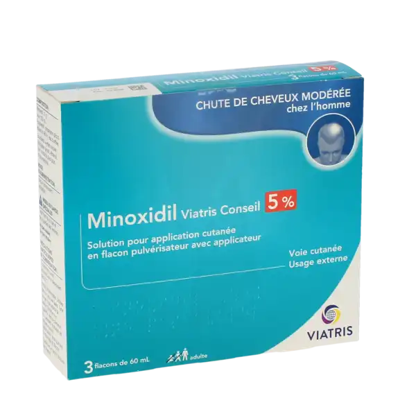 Minoxidil Viatris Conseil 5 %, Solution Pour Application Cutanée