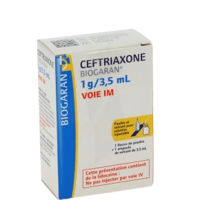 Ceftriaxone Biogaran 1 G/3,5 Ml, Poudre Et Solvant Pour Solution Injectable (im)