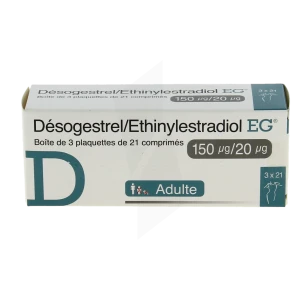 Desogestrel/ethinylestradiol Eg 150 Microgrammes/20 Microgrammes, Comprimé