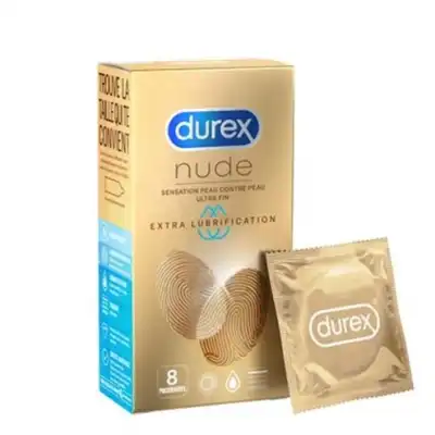 Durex Nude Préservatif Extra Lubrifié B/8