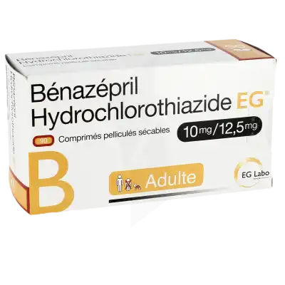 Benazepril Hydrochlorothiazide Eg 10 Mg/12,5 Mg, Comprimé Pelliculé Sécable à SAINT-PRIEST