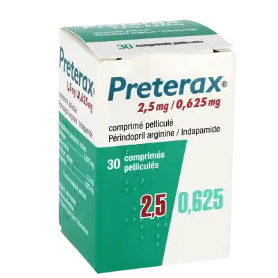 Preterax 2,5 Mg/0,625 Mg, Comprimé Pelliculé à Saint-Médard-en-Jalles