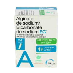 Alginate De Sodium/bicarbonate De Sodium Eg 500 Mg/267 Mg Pour 10 Ml, Suspension Buvable En Sachet