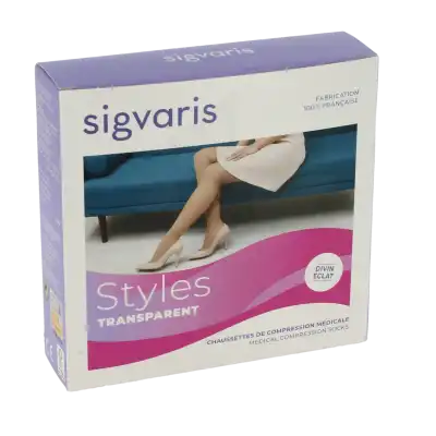 Sigvaris Styles Transparent Chaussettes  Femme Classe 2 Beige 120 Medium Long à Vétraz-Monthoux