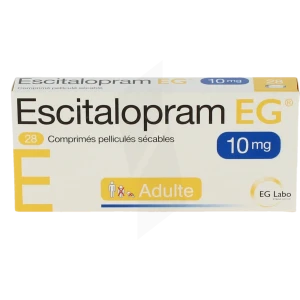 Escitalopram Eg 10 Mg, Comprimé Pelliculé Sécable