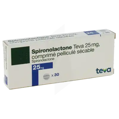 SPIRONOLACTONE TEVA 25 mg, comprimé pelliculé sécable
