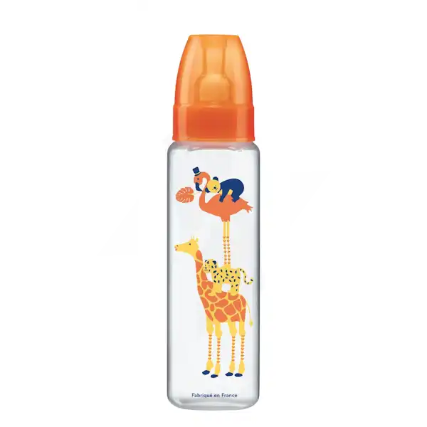 Dodie Mon Biberon Biberon Plastique Tétine 3 Vitesses Silicone 2ème âge Orange Safari 330ml