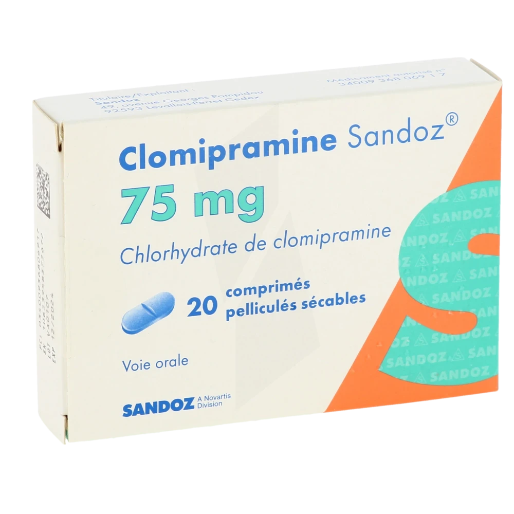 Clomipramine Sandoz 75 Mg, Comprimé Pelliculé Sécable