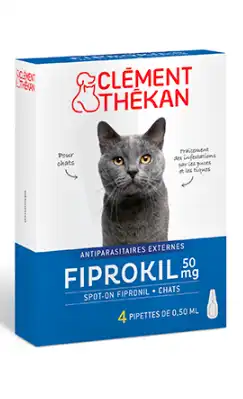 Fiprokil 50mg Spot-onSolution pour application locale chat 4 Pipettes/0,5ml