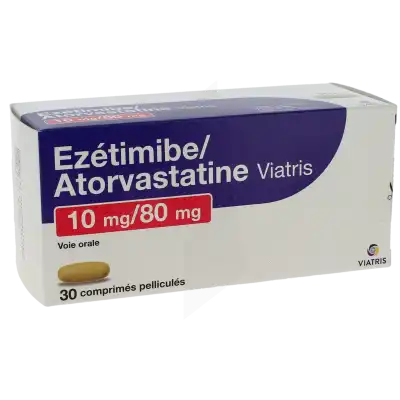 Ezetimibe/atorvastatine Viatris 10 Mg/80 Mg Cpr Pell Plq/30 à CHAMPAGNOLE
