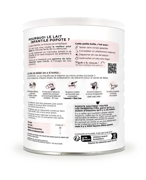Popote Lait Infantile 2ème âge Bio 400g
