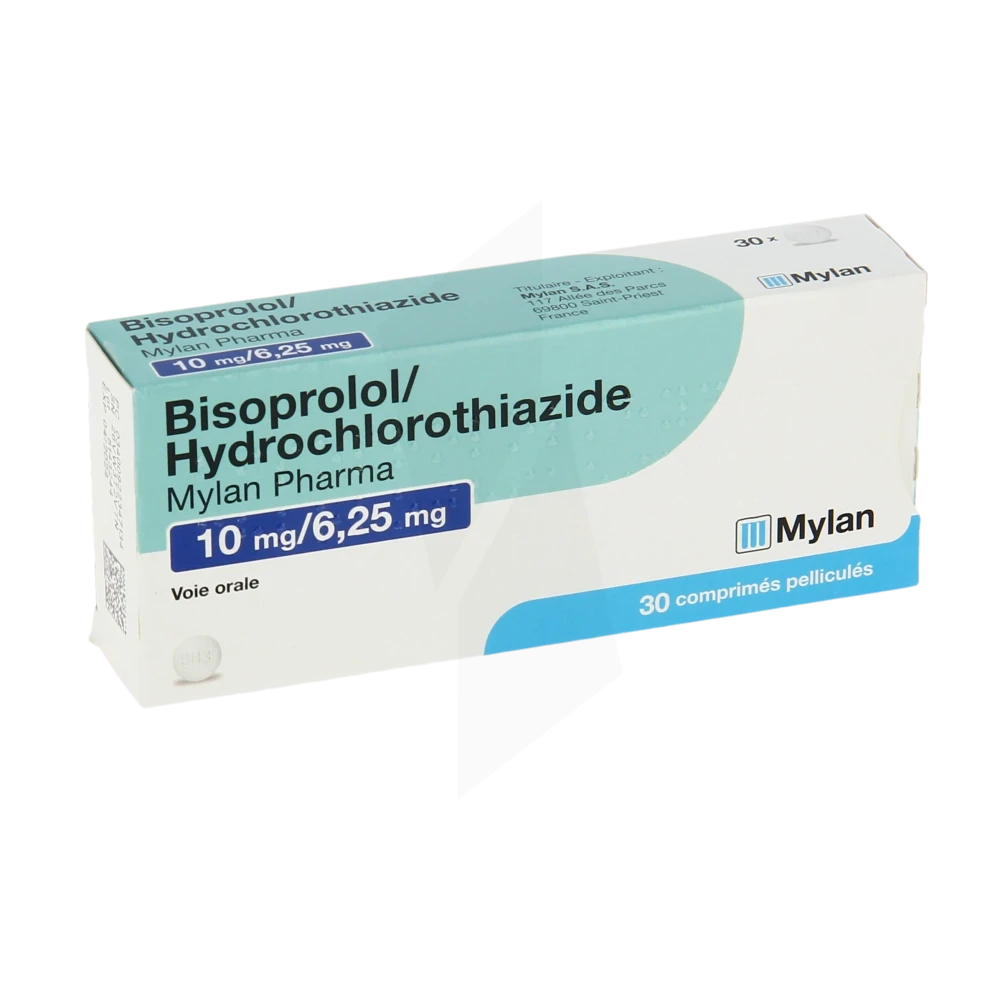 Bisoprolol/hydrochlorothiazide Viatris 10 Mg/6,25 Mg, Comprimé Pelliculé