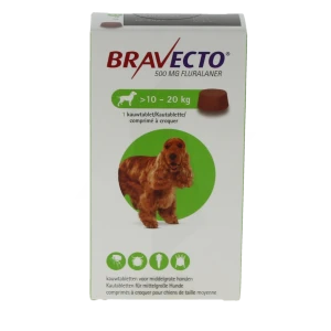 Bravecto 500 Mg Comprimes A Croquer Pour Chiens De Taille Moyenne (>10-20 Kg), Comprimé à Croquer